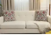 Birds and Flowers Light Blue Cushion Cover | Close Up 5