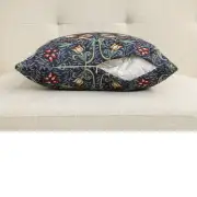 Birds and Flowers Dark Blue Cushion Cover | Close Up 4