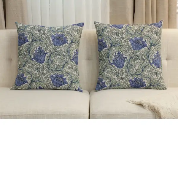 Blue Anemone Cushion Cover | Close Up 5