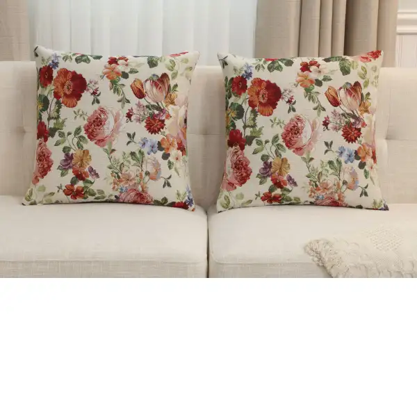 Spring Garden Cushion Cover - 18 in. x 18 in. Cotton/Polyester/Acrylic by Charlotte Home Furnishings Inc | Close Up 5