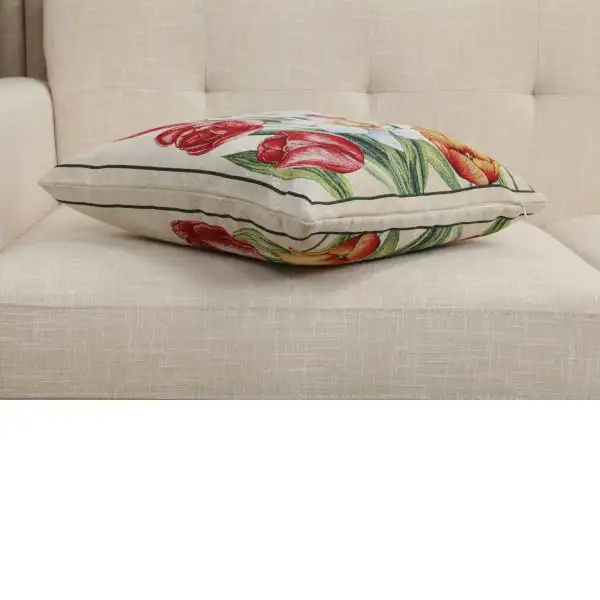 Lady Tulip Cushion Cover - 18 in. x 18 in. Cotton/Polyester/Acrylic by Charlotte Home Furnishings Inc | Close Up 3