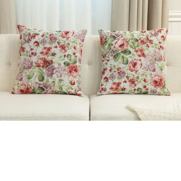 Camellia Cushion Cover - 18 in. x 18 in. Cotton/Polyester/Acrylic by Charlotte Home Furnishings Inc | Close Up 5