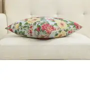 Zinnia Blue Cushion Cover - 18 in. x 18 in. Cotton/Polyester/Acrylic by Charlotte Home Furnishings Inc | Close Up 1