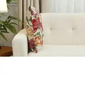Iris Blossoms Cushion Cover - 18 in. x 18 in. Cotton/Polyester/Acrylic by Charlotte Home Furnishings Inc