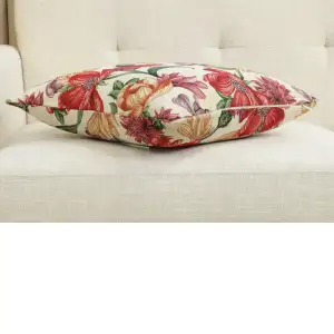 Iris Blossoms Cushion Cover - 18 in. x 18 in. Cotton/Polyester/Acrylic by Charlotte Home Furnishings Inc