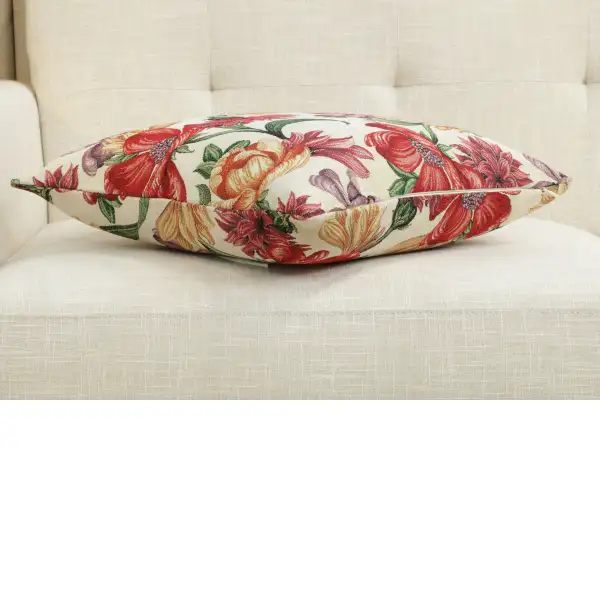 Iris Blossoms Cushion Cover - 18 in. x 18 in. Cotton/Polyester/Acrylic by Charlotte Home Furnishings Inc | Close Up 3