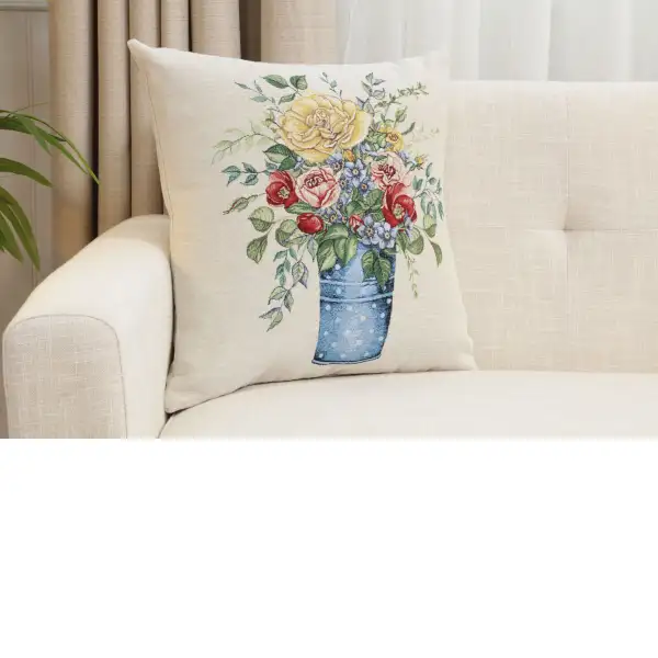 Amberblue Cushion Cover - 18 in. x 18 in. Cotton/Polyester/Acrylic by Charlotte Home Furnishings Inc | Close Up 1