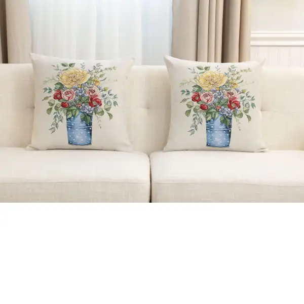 Amberblue Cushion Cover - 18 in. x 18 in. Cotton/Polyester/Acrylic by Charlotte Home Furnishings Inc | Close Up 5