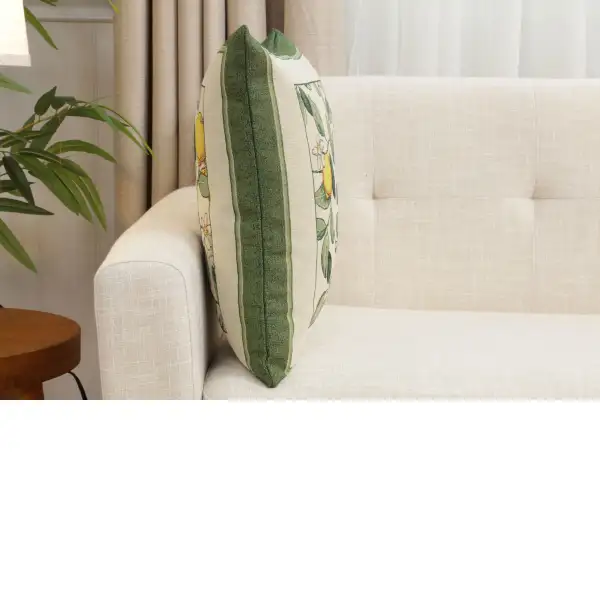 Lemon Flower Cushion Cover - 18 in. x 18 in. Cotton/Polyester/Acrylic by Charlotte Home Furnishings Inc | Close Up 1