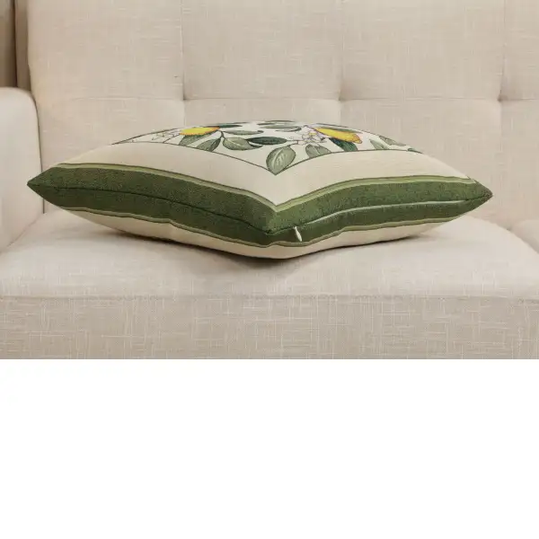 Lemon Flower Cushion Cover - 18 in. x 18 in. Cotton/Polyester/Acrylic by Charlotte Home Furnishings Inc | Close Up 2
