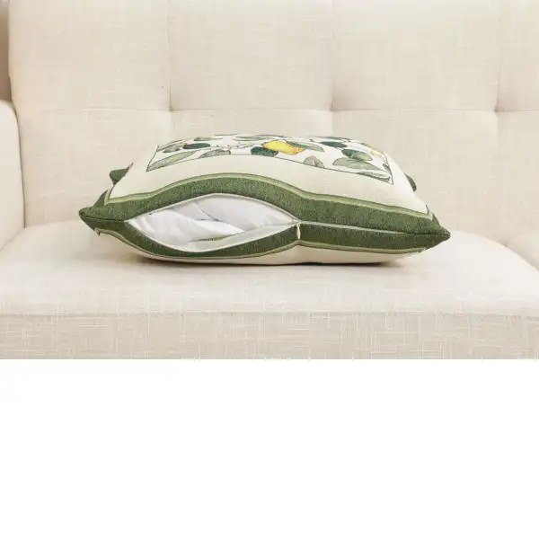 Lemon Flower Cushion Cover - 18 in. x 18 in. Cotton/Polyester/Acrylic by Charlotte Home Furnishings Inc | Close Up 3