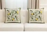 Lemon Flower Cushion Cover - 18 in. x 18 in. Cotton/Polyester/Acrylic by Charlotte Home Furnishings Inc | Close Up 4