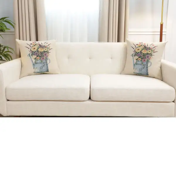 Vintage Flower Cushion Cover - 18 in. x 18 in. Cotton/Polyester/Acrylic by Charlotte Home Furnishings Inc | Close Up 5