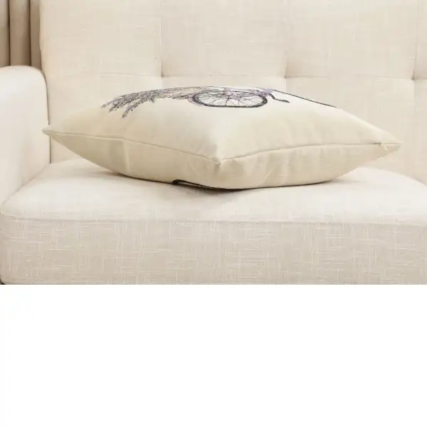 Bike With Lavender Cushion Cover - 18 in. x 18 in. Cotton/Polyester/Acrylic by Charlotte Home Furnishings Inc | Close Up 2