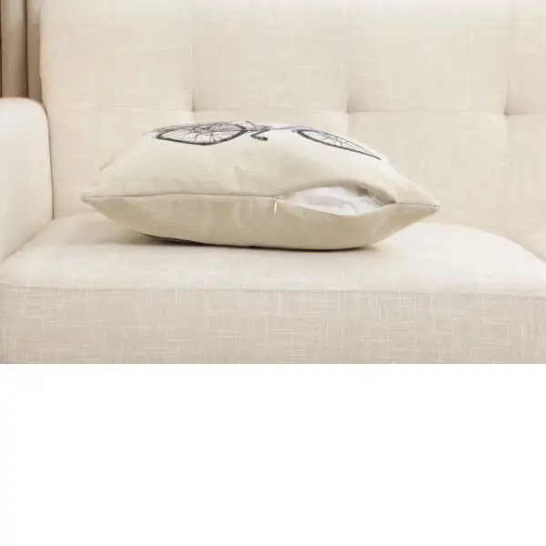 Bike With Lavender Cushion Cover - 18 in. x 18 in. Cotton/Polyester/Acrylic by Charlotte Home Furnishings Inc | Close Up 3