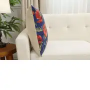Coquelicots Blue Belgian Sofa Pillow Cover | Close Up 2