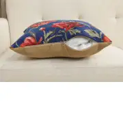 Coquelicots Blue Belgian Sofa Pillow Cover | Close Up 4