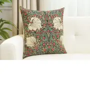 Pimpernel Green/Red Belgian Sofa Pillow Cover | Close Up 1