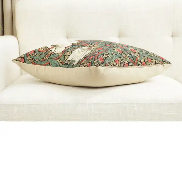 Pimpernel Green/Red Belgian Cushion Cover - 18 in. x 18 in. Cotton by Charlotte Home Furnishings Inc | Close Up 2