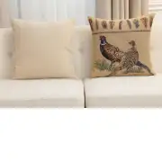 Pheasants Facing Left Belgian Cushion Cover - 18 in. x 18 in. Cotton by Charlotte Home Furnishings Inc | Close Up 5