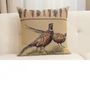 Pheasants Facing Right Belgian Sofa Pillow Cover | Close Up 1