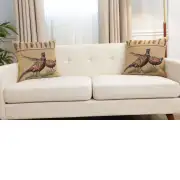 Pheasants Facing Right Belgian Sofa Pillow Cover | Close Up 5