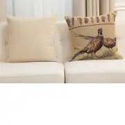 Pheasants Facing Right Belgian Sofa Pillow Cover | Close Up 5