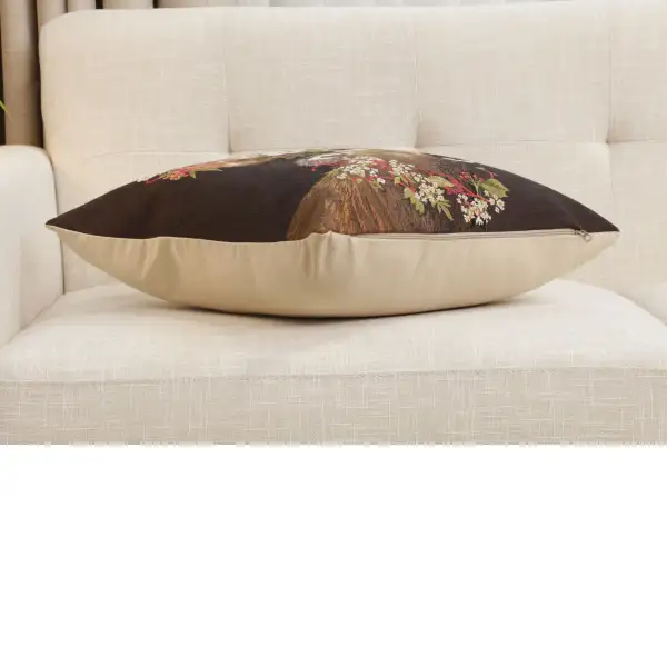 Forest Stag Brown Belgian Sofa Pillow Cover | Close Up 3