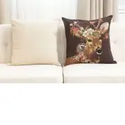 Forest Stag Brown Belgian Cushion Cover - 18 in. x 18 in. Cotton by Charlotte Home Furnishings Inc | Close Up 5