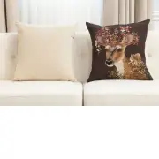 Forest Deer Brown Belgian Cushion Cover - 18 in. x 18 in. Cotton by Charlotte Home Furnishings Inc | Close Up 5