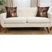 Forest Deer Brown Belgian Sofa Pillow Cover | Close Up 5