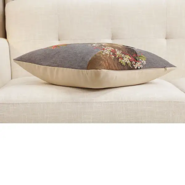 Forest Stag Grey Belgian Cushion Cover - 18 in. x 18 in. Cotton by Charlotte Home Furnishings Inc | Close Up 3