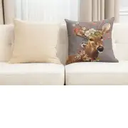 Forest Stag Grey Belgian Sofa Pillow Cover | Close Up 5