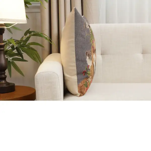 Forest Fox Grey Belgian Cushion Cover - 18 in. x 18 in. Cotton by Charlotte Home Furnishings Inc | Close Up 2