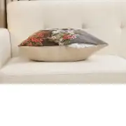 Forest Fox Grey Belgian Sofa Pillow Cover | Close Up 4