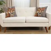 Forest Fox Grey Belgian Sofa Pillow Cover | Close Up 5