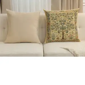 Tree Of Life Light Belgian Cushion Cover - 18 in. x 18 in. Cotton by William Morris