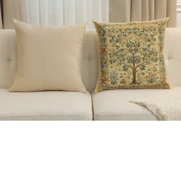 Tree of Life Light Belgian Sofa Pillow Cover | Close Up 5