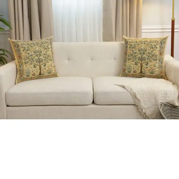 Tree of Life Light Belgian Sofa Pillow Cover | Close Up 5