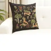 Forest Rabbits Belgian Cushion Cover - 18 in. x 18 in. Cotton by Charlotte Home Furnishings Inc | Close Up 1