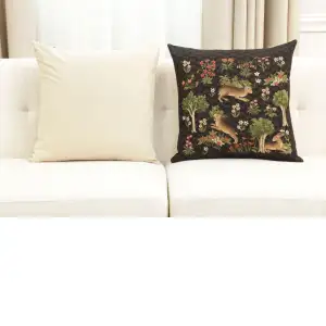 Forest Rabbits Belgian Cushion Cover - 18 in. x 18 in. Cotton by Charlotte Home Furnishings Inc