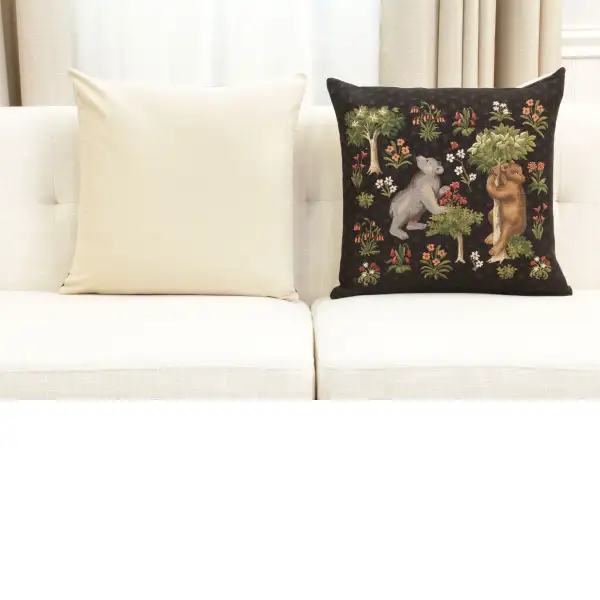 Forest Bears Belgian Cushion Cover - 18 in. x 18 in. Cotton by Charlotte Home Furnishings Inc | Close Up 5