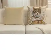 Grey Cat Sisi Light Belgian Cushion Cover - 18 in. x 18 in. Cotton by Charlotte Home Furnishings Inc | Close Up 5