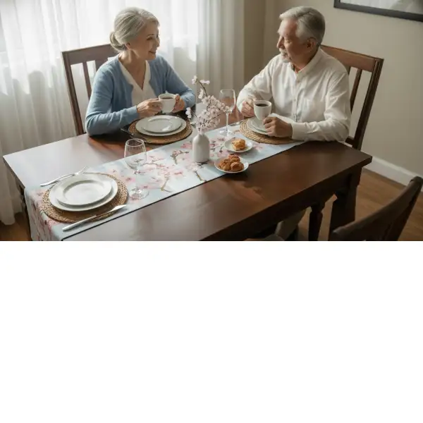 Cherry Blossom Blue Decorative Table Mat | Life Style 1