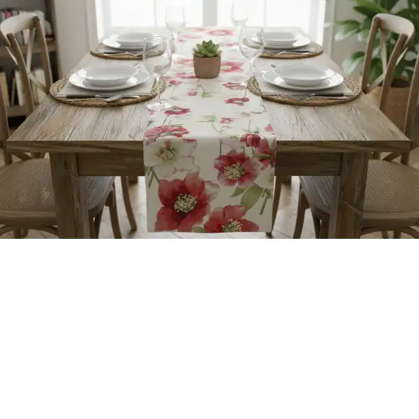 Hellebores White Runner Decorative Table Mat | Life Style 1