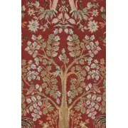 Tree and Birds in Red French Wall Tapestry | Close Up 2