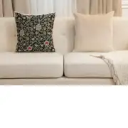 Fleur de Morris Black Belgian Couch Pillow | Close Up 5