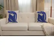 Femme Bleue Assise Matisse Belgian Sofa Pillow Cover | Close Up 5