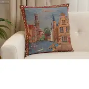 Brugge - Rozenhoekaai Belgian Sofa Pillow Cover | Close Up 1