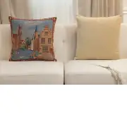 Brugge - Rozenhoekaai Belgian Sofa Pillow Cover | Close Up 5